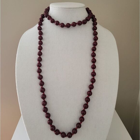Necklace Burgundy Red Beaded Necklace #0033 - Picture 5 of 12